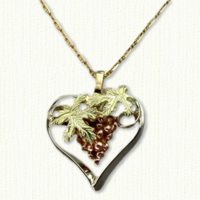 Heart Pendant with grapes and vine