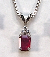 1.0ct emerald cut ruby pendant with diamonds