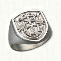 Sterling Silver Special Forces Crest Ring - Green Beret De Oppresso Liber 