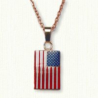 American Flag Pendant - 14KY with enamel