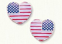 American Heart Earrings - 14KY with enamel
