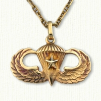 Airborne Wings Pendant with Star on Parachute