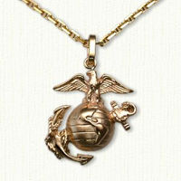 14KY Marine Corps Pendant