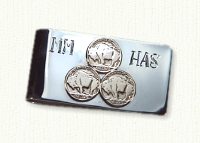 Sterling silver nickel money clip with 14KY nickels