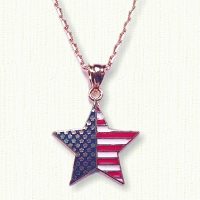 American Star Pendant - 14KY with enamel