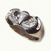 14kt Two tone Airborne Wings Signet Ring