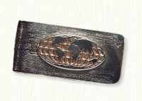 Sterling money clip with photo etched, raised globe