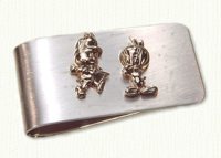 Sterling silver money clip with raised 14KY Cartoon Characters