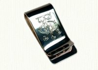 Hand engraved sterling money clip with initials TAC