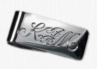 Sterling silver monogram money clip with hand engraved initials