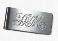 Sterling silver monogram money clip with satin finish