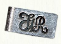 Sterling money clip with raised 14KY initials FWR