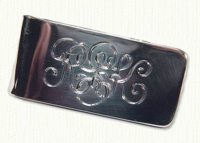 Sterling silver monogram money clip with high polish finish