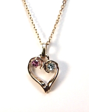 14kt Mothers Heart Pendant with 2 stones