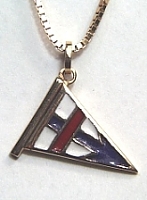 Red, white and blue enameled sterling silver burgee pendant