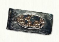 Sterling money clip with photo etched, raised globe