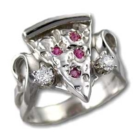 Ladies Pizza Ring in Sterling Silver with imitation stones