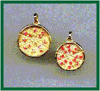 14KY Round Pizza Pie Charms with rubies