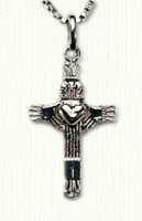 Straight Claddagh Cross with Raised Heart