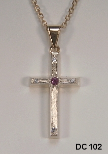 deSigner Collection Cross DC102 with diamonds and a ruby