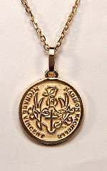 14KY Descending Dove Coin Pendant with Names