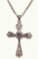 Custom 14ky Family cross with birthstones - #R80070