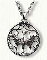 Pierced out Dove in circle pendant - #SS3372