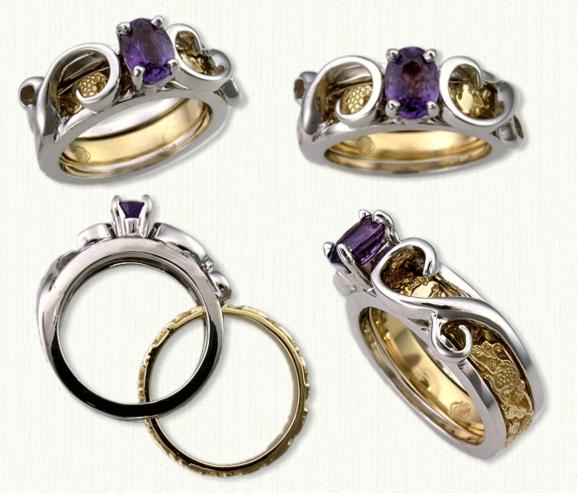 Vines 01: 14kt white gold Vines Reverse Cradle set with a 0.87ct Oval Purple Sapphire