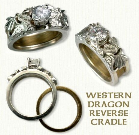 Western 01: 14KW Western Dragon Reverse Cradle set with a round diamond