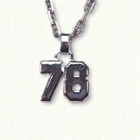 Sterling silver number 78 jersey number