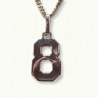 Sterling silver number 8 jersey number