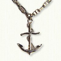 Large 14kt fouled anchor pendant