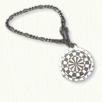 Antiqued sterling silver dart board key chain