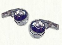 Sterling silver soccer ball cuff links