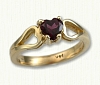 14kt yellow gold heart garnet ring