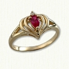14kt Heart designed ruby ring