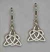 14kt white triangle heart knot earrings