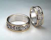 14kt Two Tone Gold Wave Wedding Rings