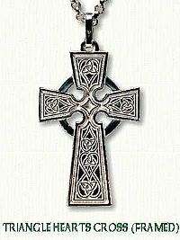 Celtic Triangle & Hearts Cross with Halo Cross