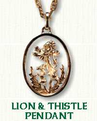 14KW Pierced Lion & Thistle Pendant