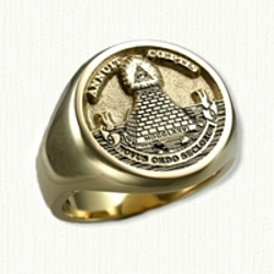 Custom 14kt gold Masonic Signet ring - The Great Seal