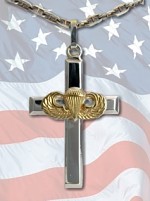 Airborne Cross Pendant - 14KY two tone