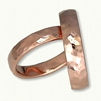 14kt Rose Gold Half Round Hammered Finished Band 4 mm width 