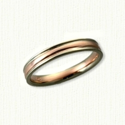 14kt White & 14kt Rose Gold Wedding Band - 3.0 mm width 