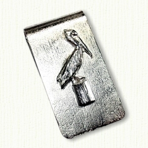 Sterling silver moneyclip with raised pelican