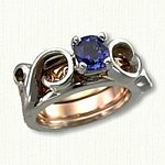 14Kt Floral Scroll Reverse Cradle with a Winged Dragon Inner Band